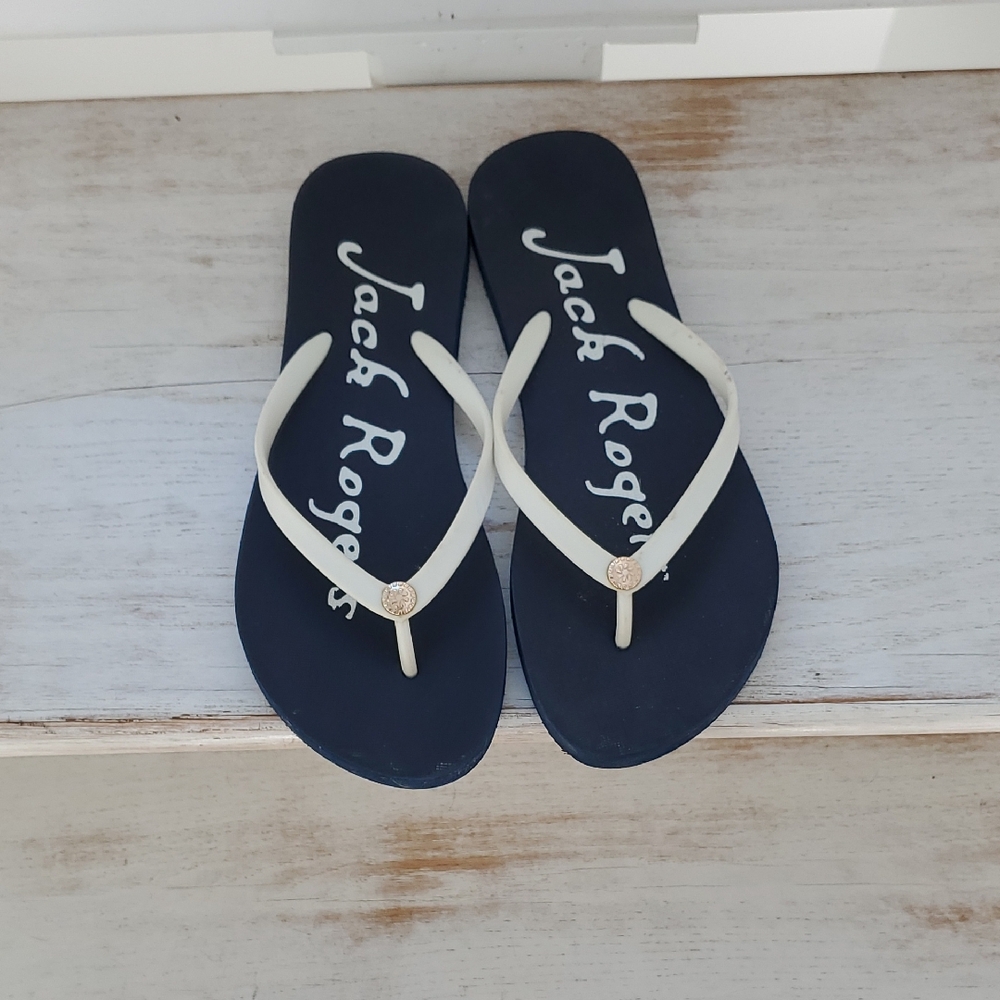 Jack Rogers Dark Blue and White Sandals